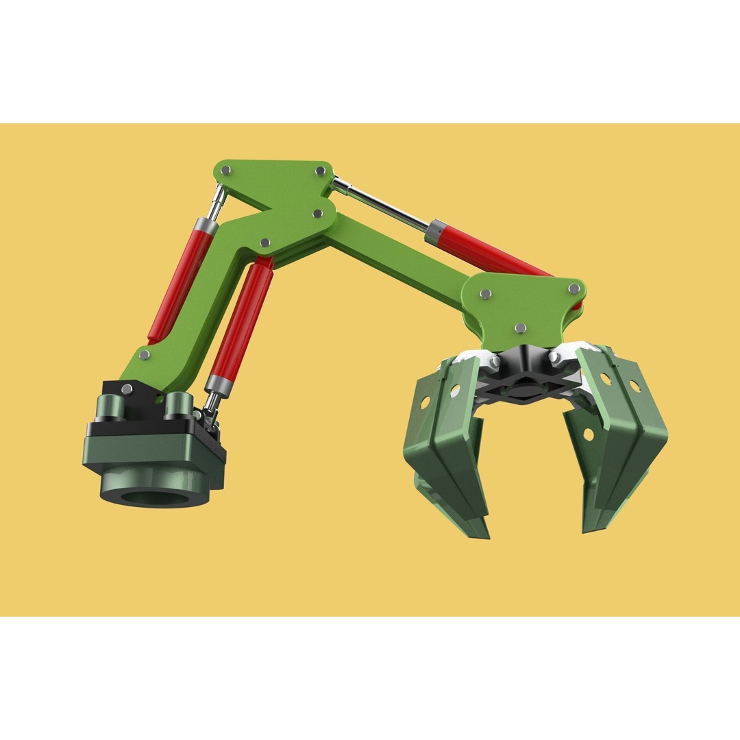 Hydraulic Wood Log Loader 3D Model – Crane Attachment, PBR, FBX - View 18