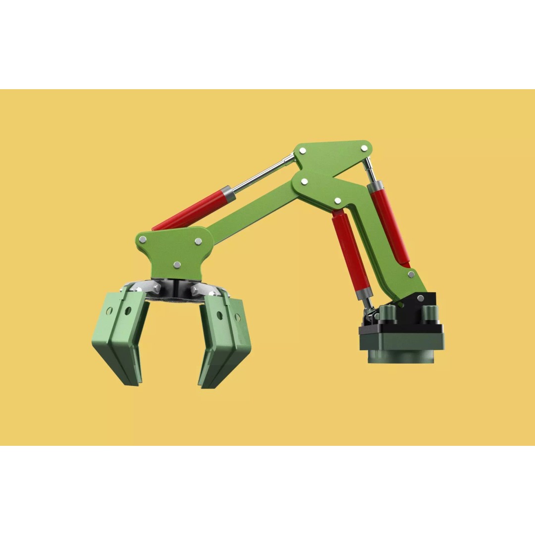 Hydraulic Wood Log Loader 3D Model – Crane Attachment, PBR, FBX - View 2