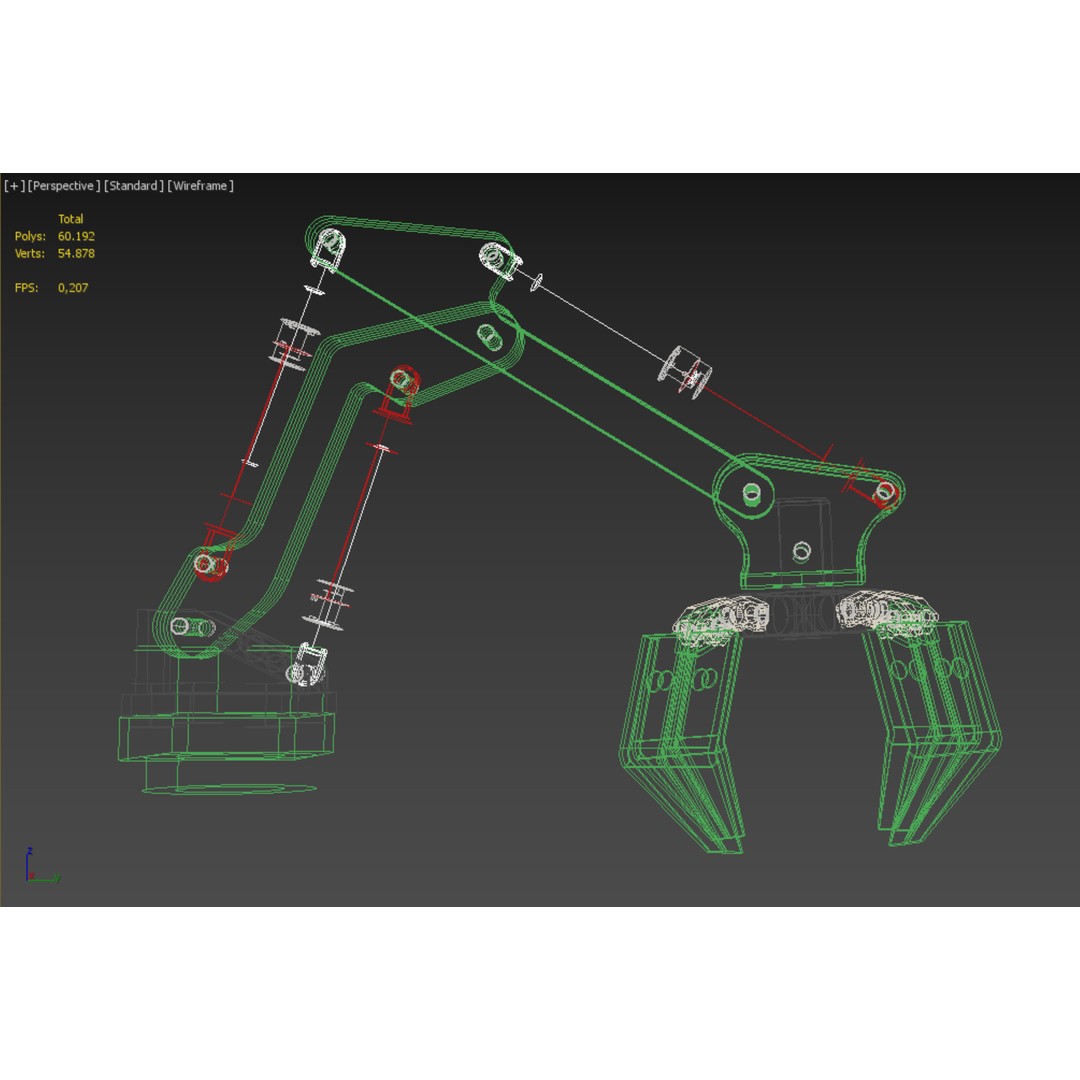 Hydraulic Wood Log Loader 3D Model – Crane Attachment, PBR, FBX - View 23