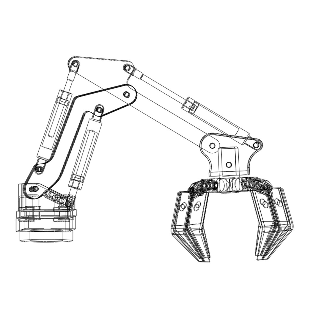 Hydraulic Wood Log Loader 3D Model – Crane Attachment, PBR, FBX - View 25