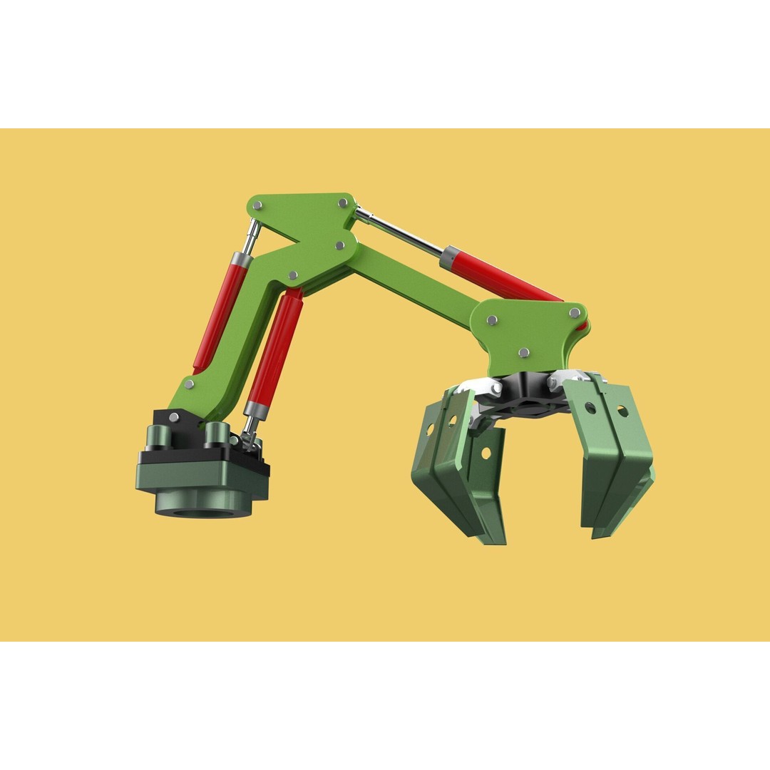 Hydraulic Wood Log Loader 3D Model – Crane Attachment, PBR, FBX - View 9