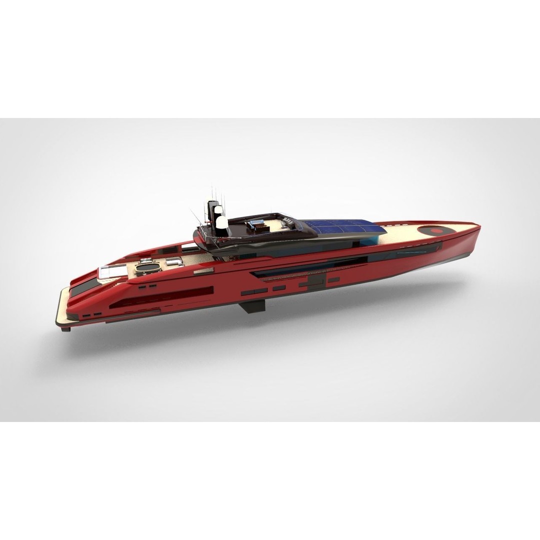 Red Whale Yacht 3D Model – High-Quality Recreational Vessel, FBX
