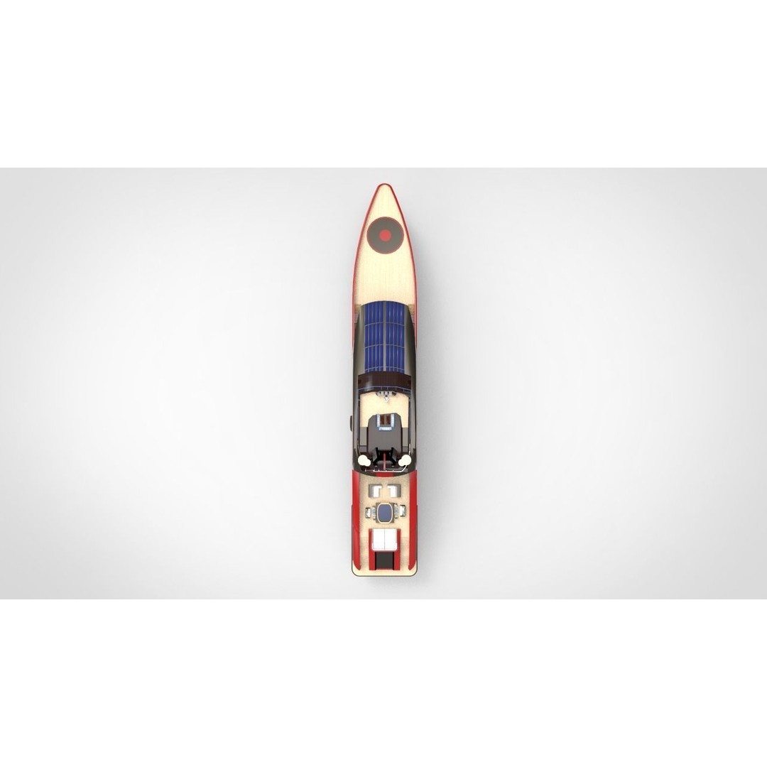 Red Whale Yacht 3D Model – High-Quality Recreational Vessel, FBX - View 5