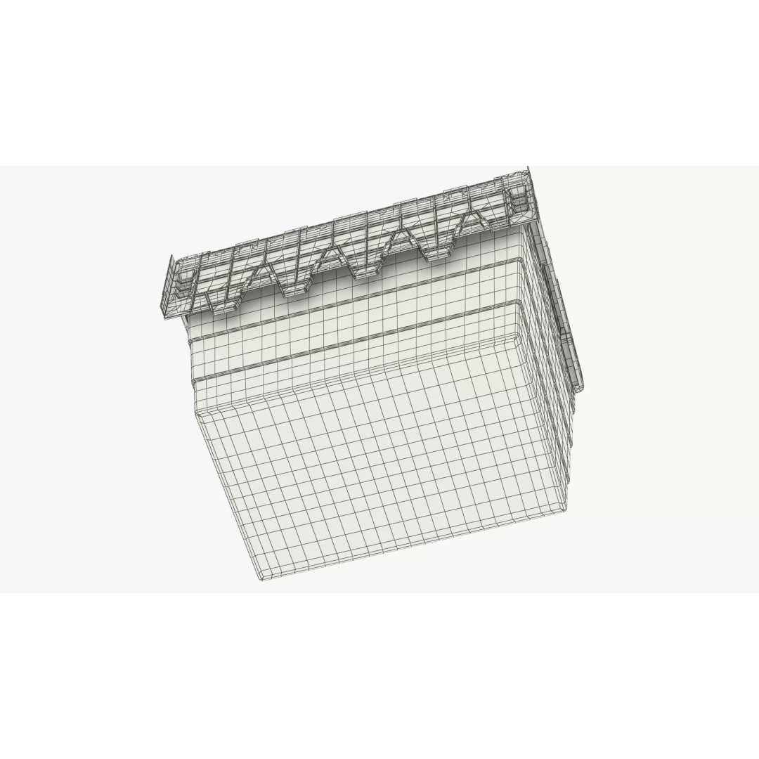 Industrial Plastic Bin 3D Model – Stackable Storage Container with Interlocking Lid - View 11