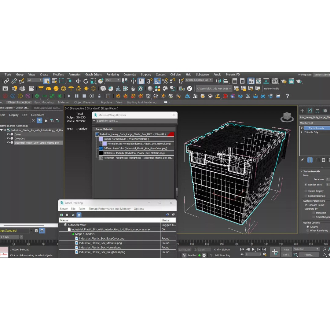 Industrial Plastic Bin 3D Model – Stackable Storage Container with Interlocking Lid - View 14