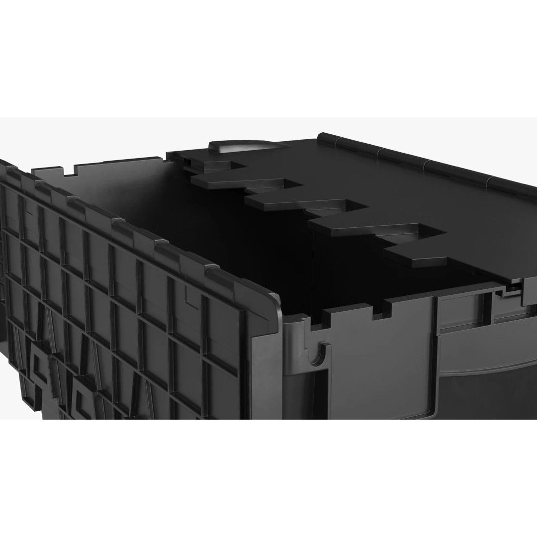 Industrial Plastic Bin 3D Model – Stackable Storage Container with Interlocking Lid - View 6