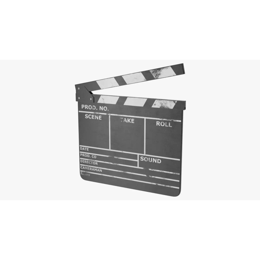Clapperboard 3D Model – Textured, PBR, Game Ready, FBX/OBJ - View 2