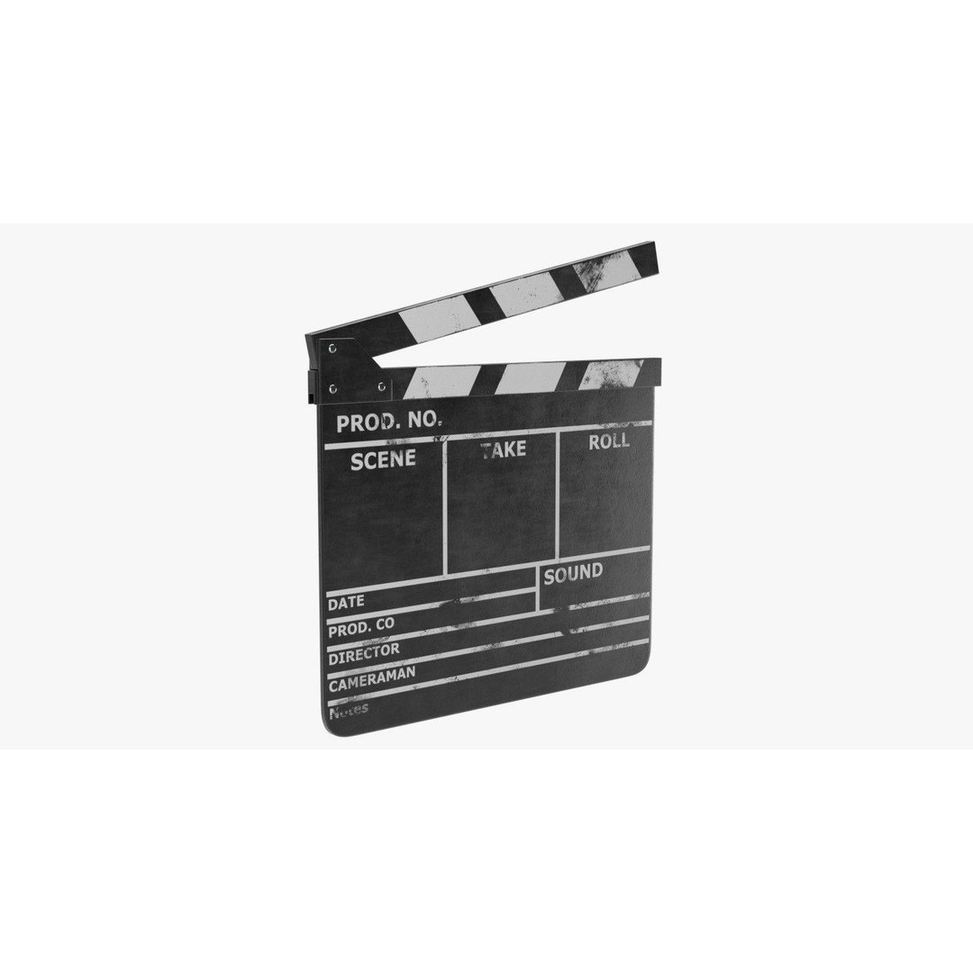 Clapperboard 3D Model – Textured, PBR, Game Ready, FBX/OBJ - View 3