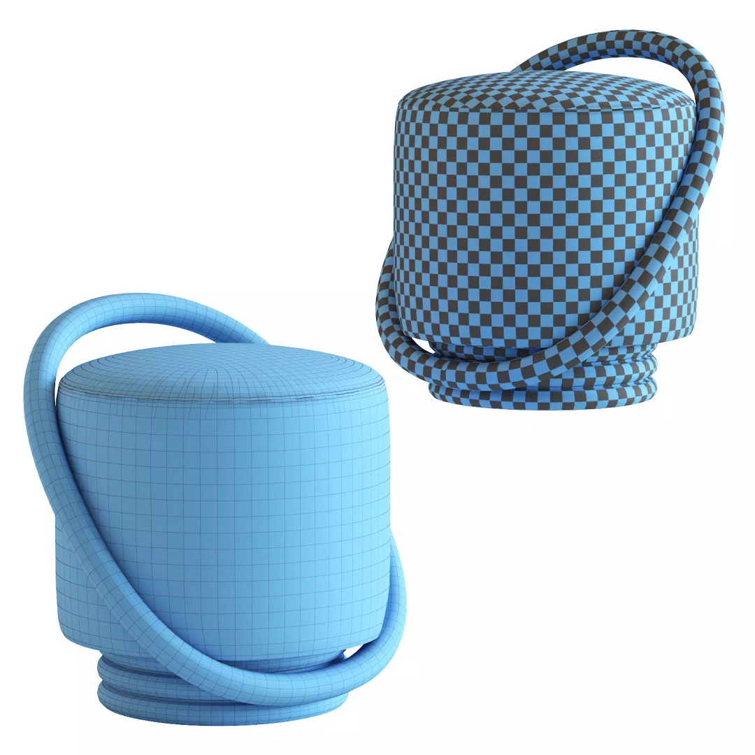 Porada Smile 3D Model – Modern Pouf with PBR Textures, FBX