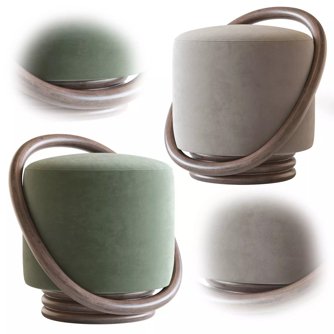 Porada Smile 3D Model – Modern Pouf with PBR Textures, FBX - View 2