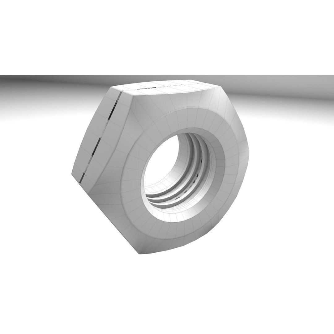 Hex Nut 3D Model – Low Poly Industrial Asset, FBX & OBJ Formats - View 11