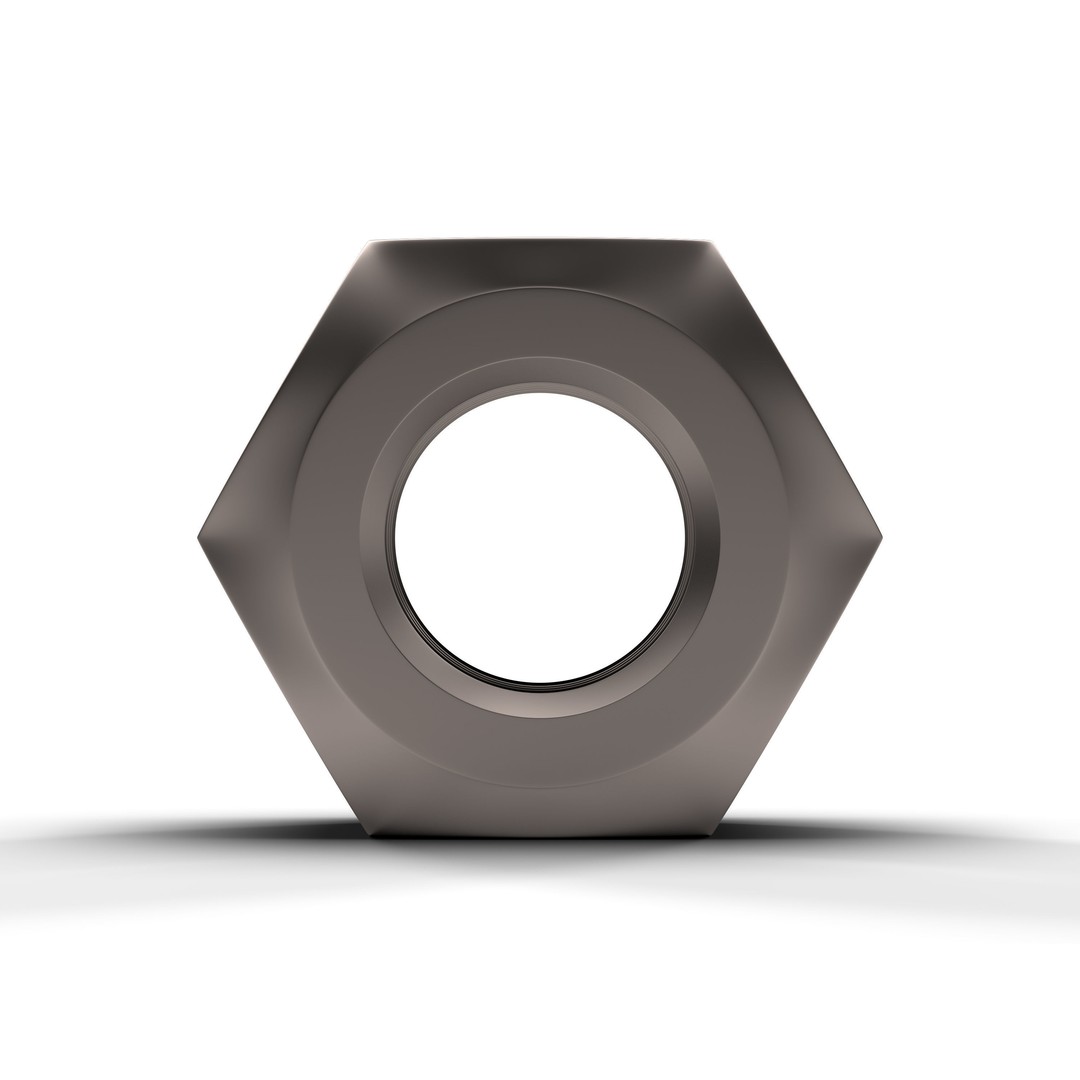 Hex Nut 3D Model – Low Poly Industrial Asset, FBX & OBJ Formats - View 5
