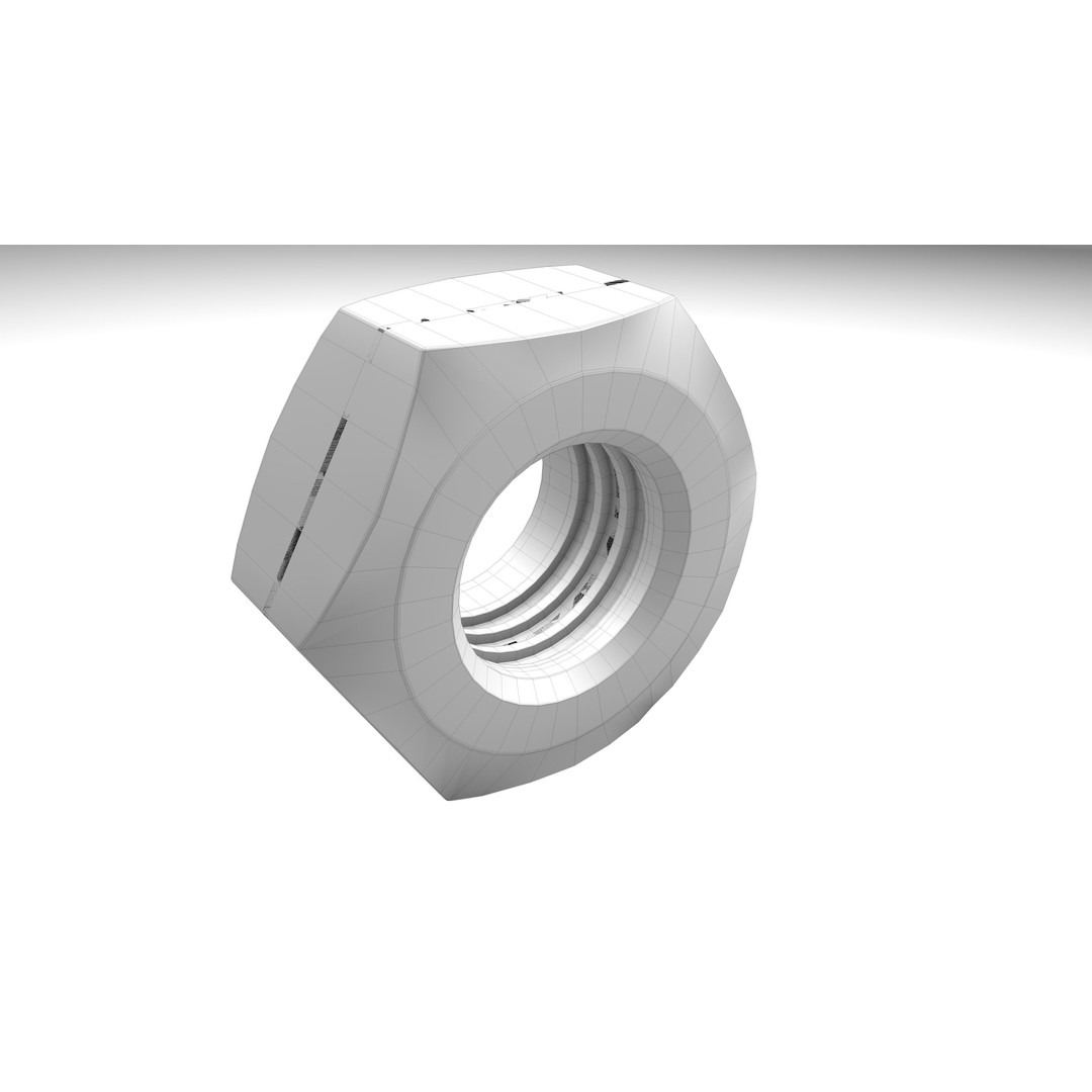 Hex Nut 3D Model – Low Poly Industrial Asset, FBX & OBJ Formats - View 8