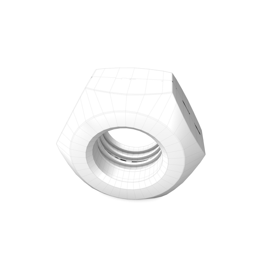 Hex Nut 3D Model – Low Poly Industrial Asset, FBX & OBJ Formats - View 9
