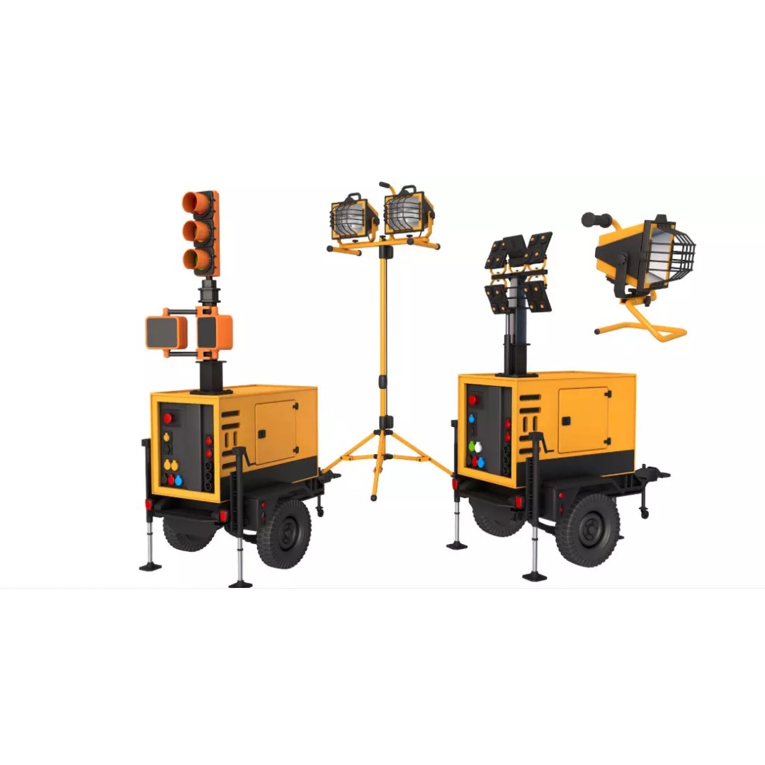 Construction Mobile Light 3D Model – High-Quality PBR Asset, FBX, OBJ - View 2