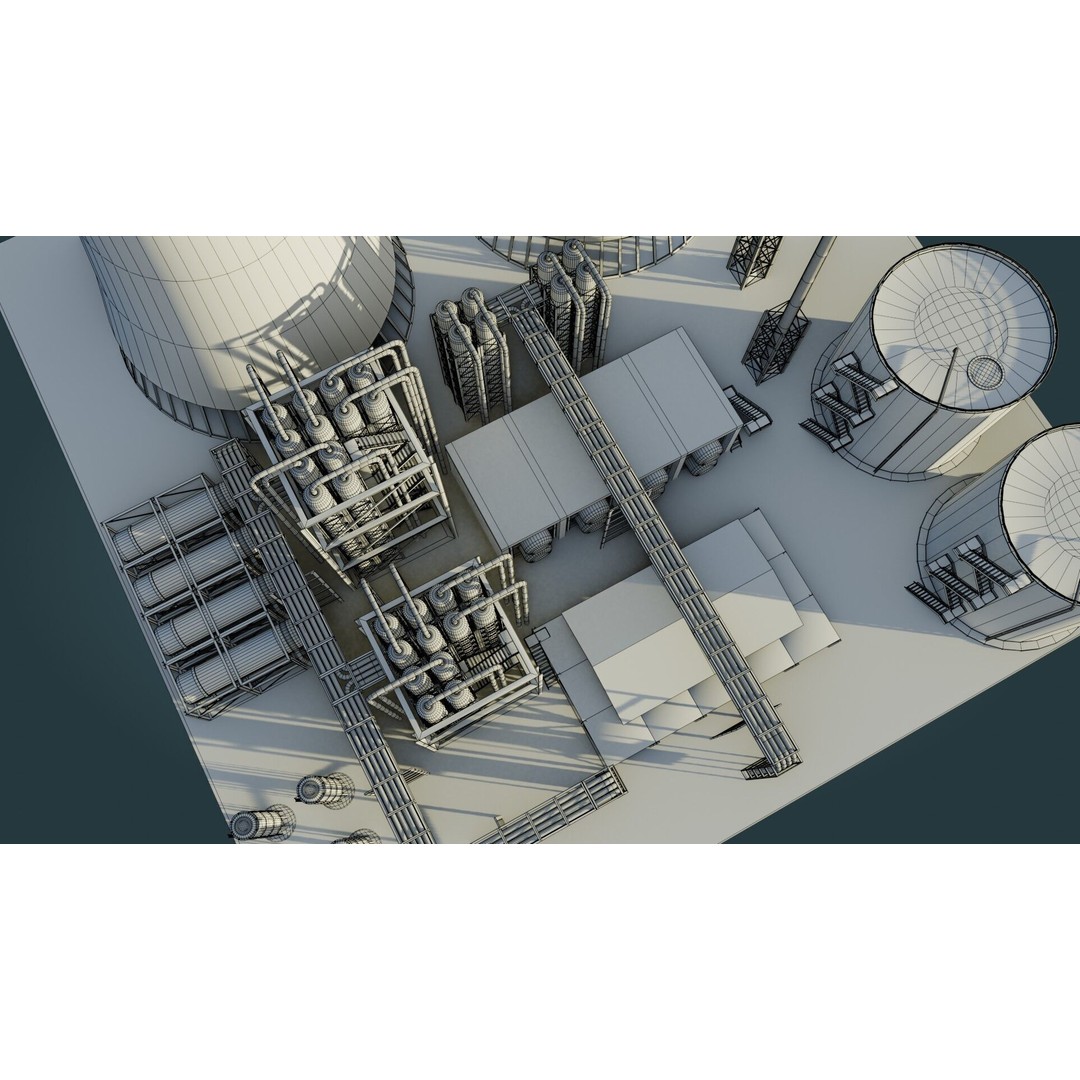 Refinery Unit 3D Model – Low Poly Game Ready Asset, PBR Textures