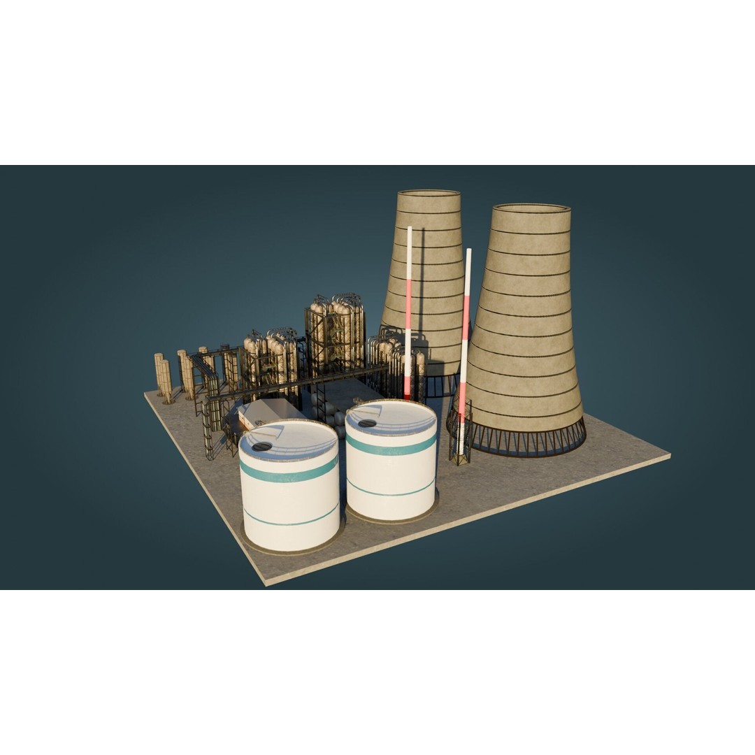 Refinery Unit 3D Model – Low Poly Game Ready Asset, PBR Textures - View 10