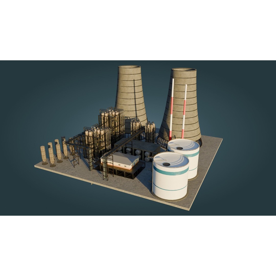Refinery Unit 3D Model – Low Poly Game Ready Asset, PBR Textures - View 11