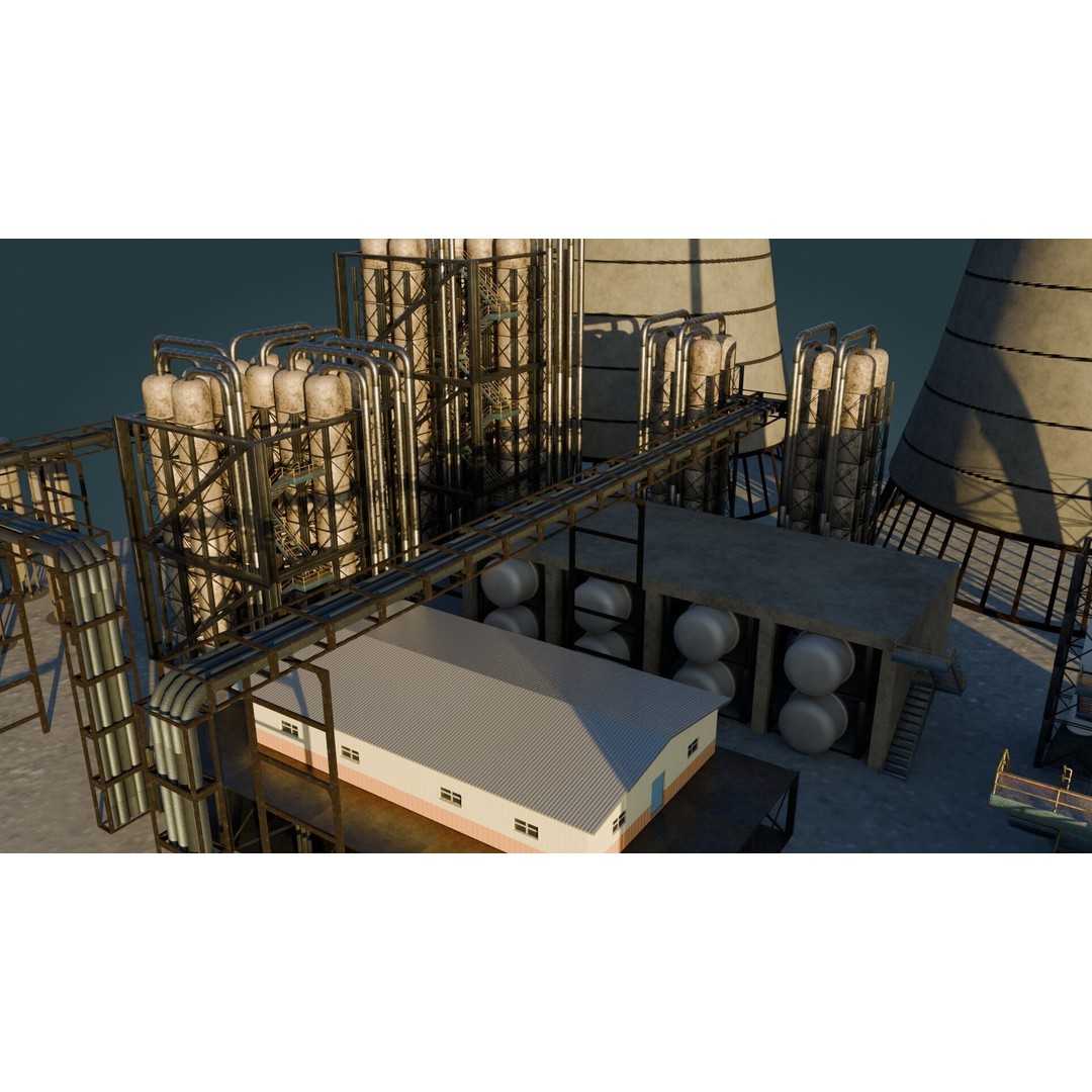 Refinery Unit 3D Model – Low Poly Game Ready Asset, PBR Textures - View 12