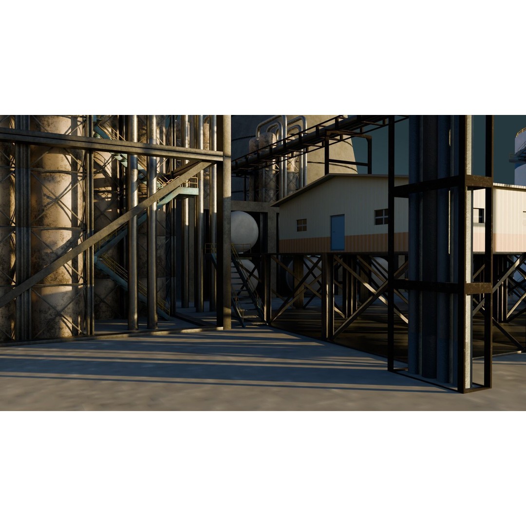 Refinery Unit 3D Model – Low Poly Game Ready Asset, PBR Textures - View 13