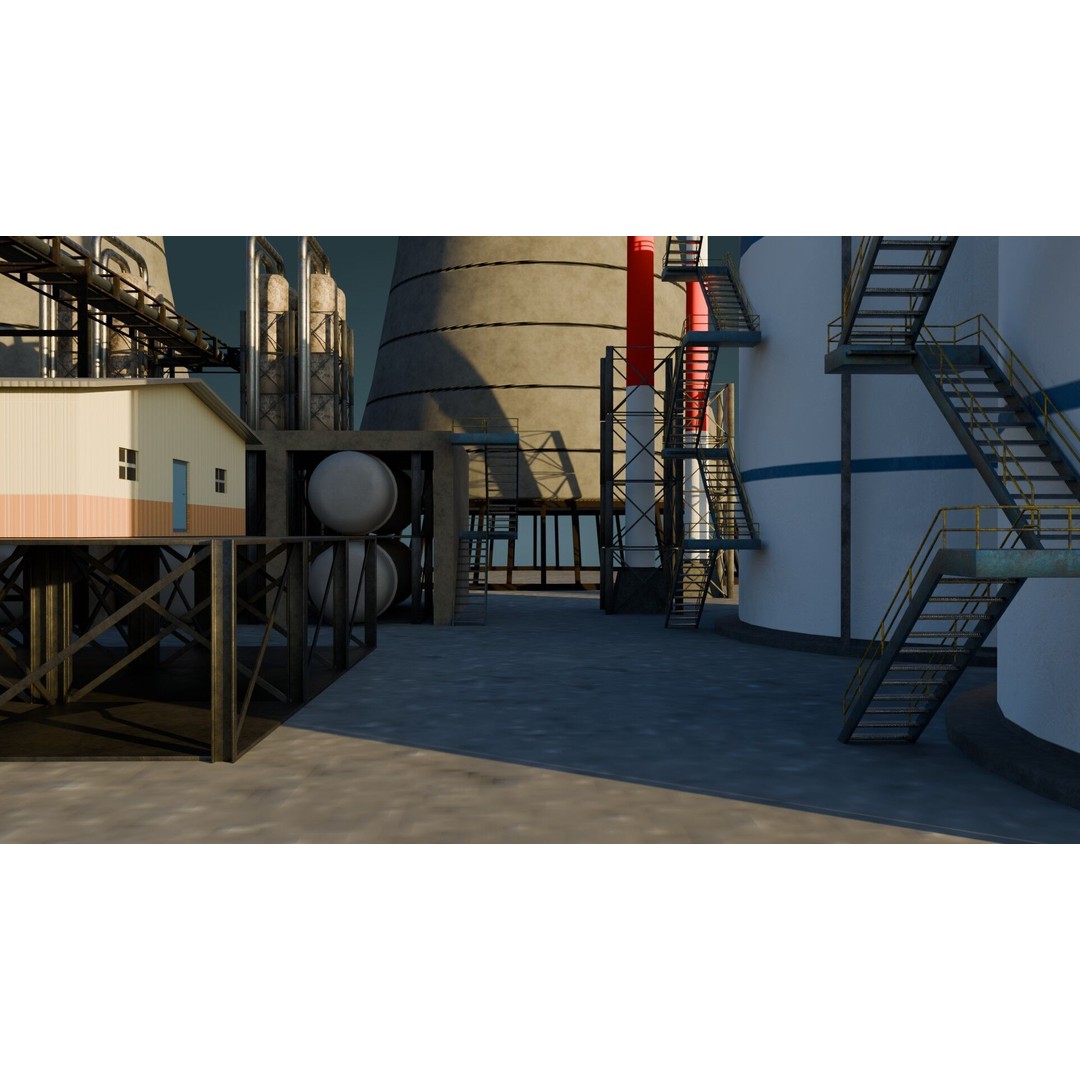 Refinery Unit 3D Model – Low Poly Game Ready Asset, PBR Textures - View 14