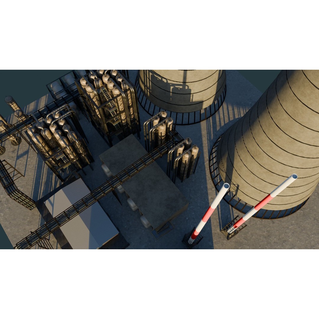 Refinery Unit 3D Model – Low Poly Game Ready Asset, PBR Textures - View 15