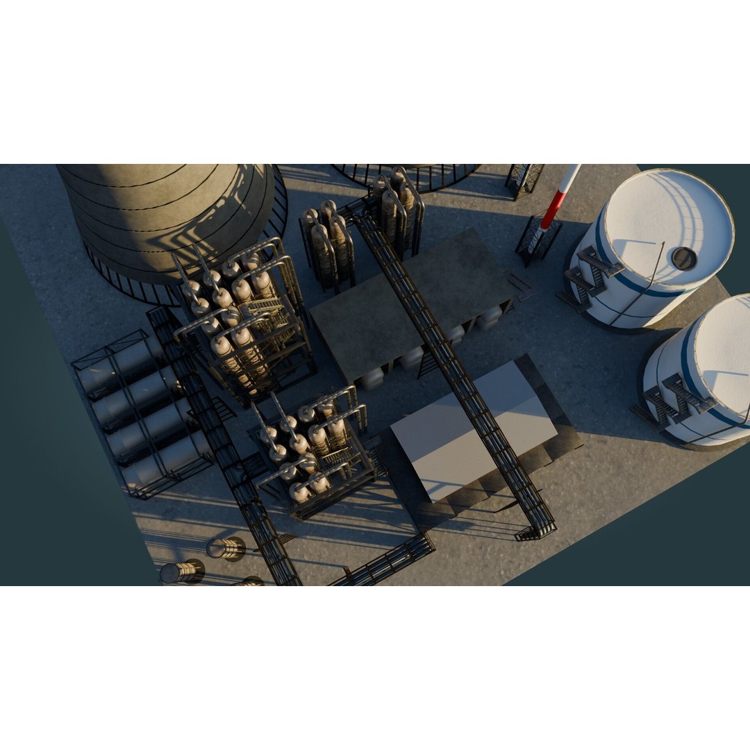 Refinery Unit 3D Model – Low Poly Game Ready Asset, PBR Textures - View 16