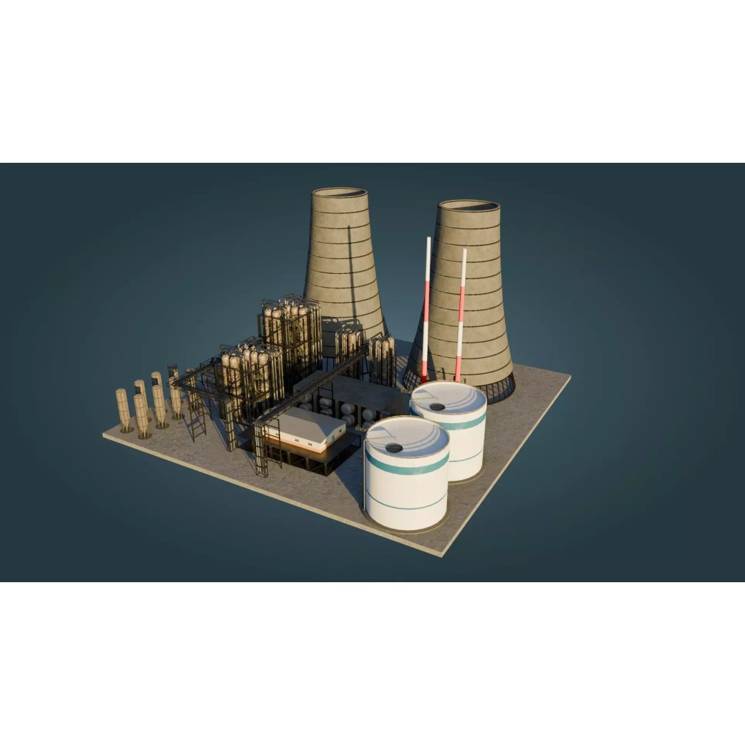 Refinery Unit 3D Model – Low Poly Game Ready Asset, PBR Textures - View 2