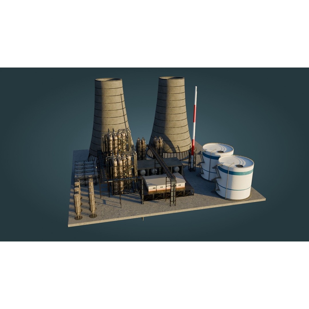 Refinery Unit 3D Model – Low Poly Game Ready Asset, PBR Textures - View 3