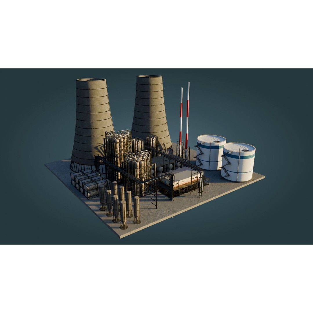 Refinery Unit 3D Model – Low Poly Game Ready Asset, PBR Textures - View 4