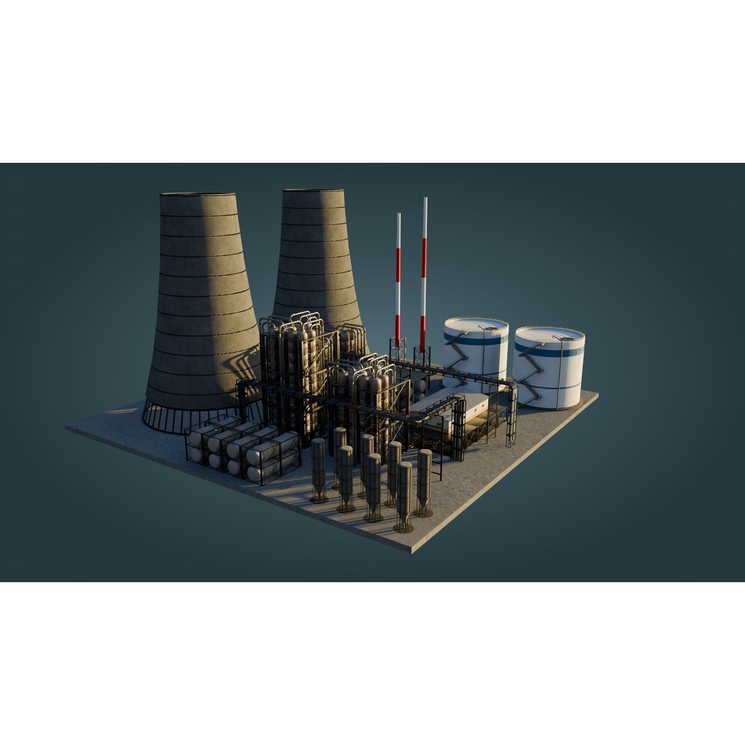 Refinery Unit 3D Model – Low Poly Game Ready Asset, PBR Textures - View 5