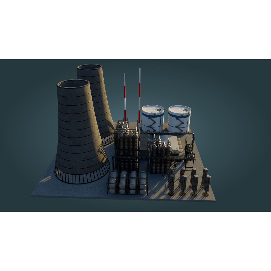 Refinery Unit 3D Model – Low Poly Game Ready Asset, PBR Textures - View 6