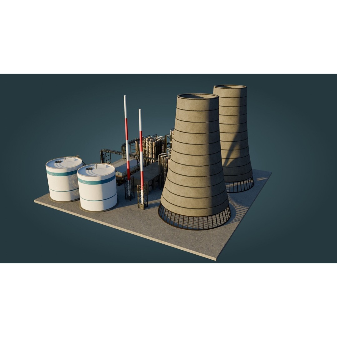 Refinery Unit 3D Model – Low Poly Game Ready Asset, PBR Textures - View 9