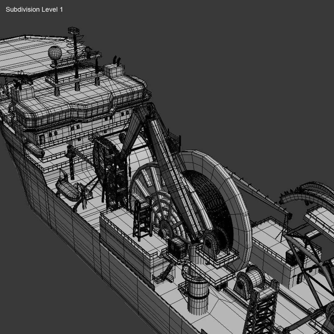 Apache II Ship 3D Model – High Poly Industrial Vessel, FBX, OBJ