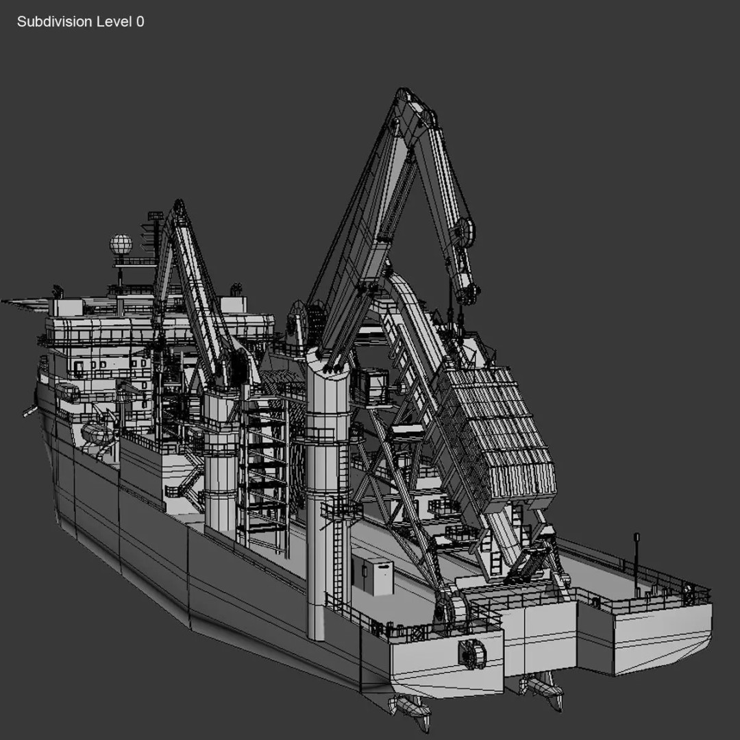 Apache II Ship 3D Model – High Poly Industrial Vessel, FBX, OBJ - View 16