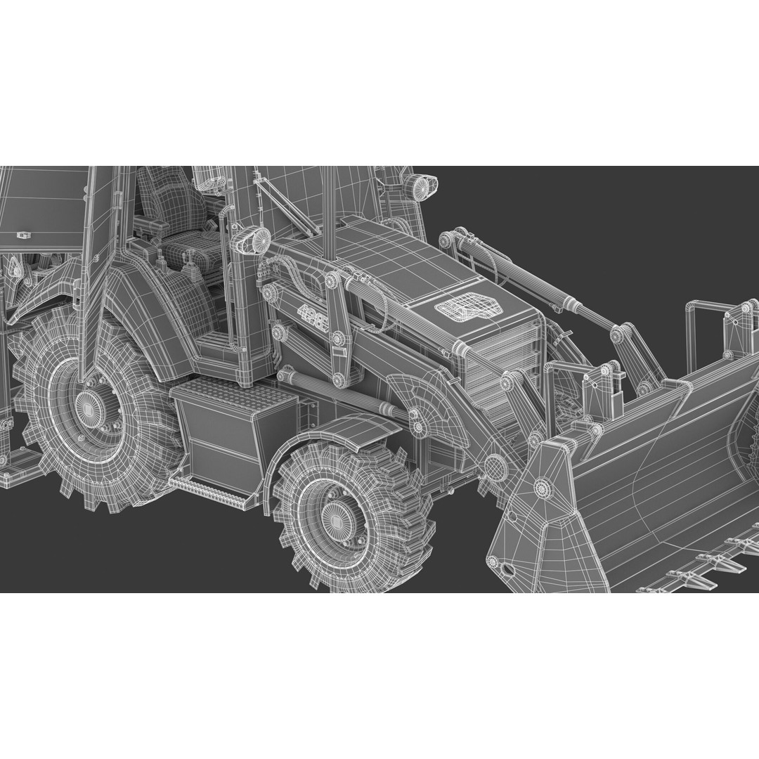 CAT Side Shift Backhoe Loader 3D Model – High Poly PBR Textures, FBX