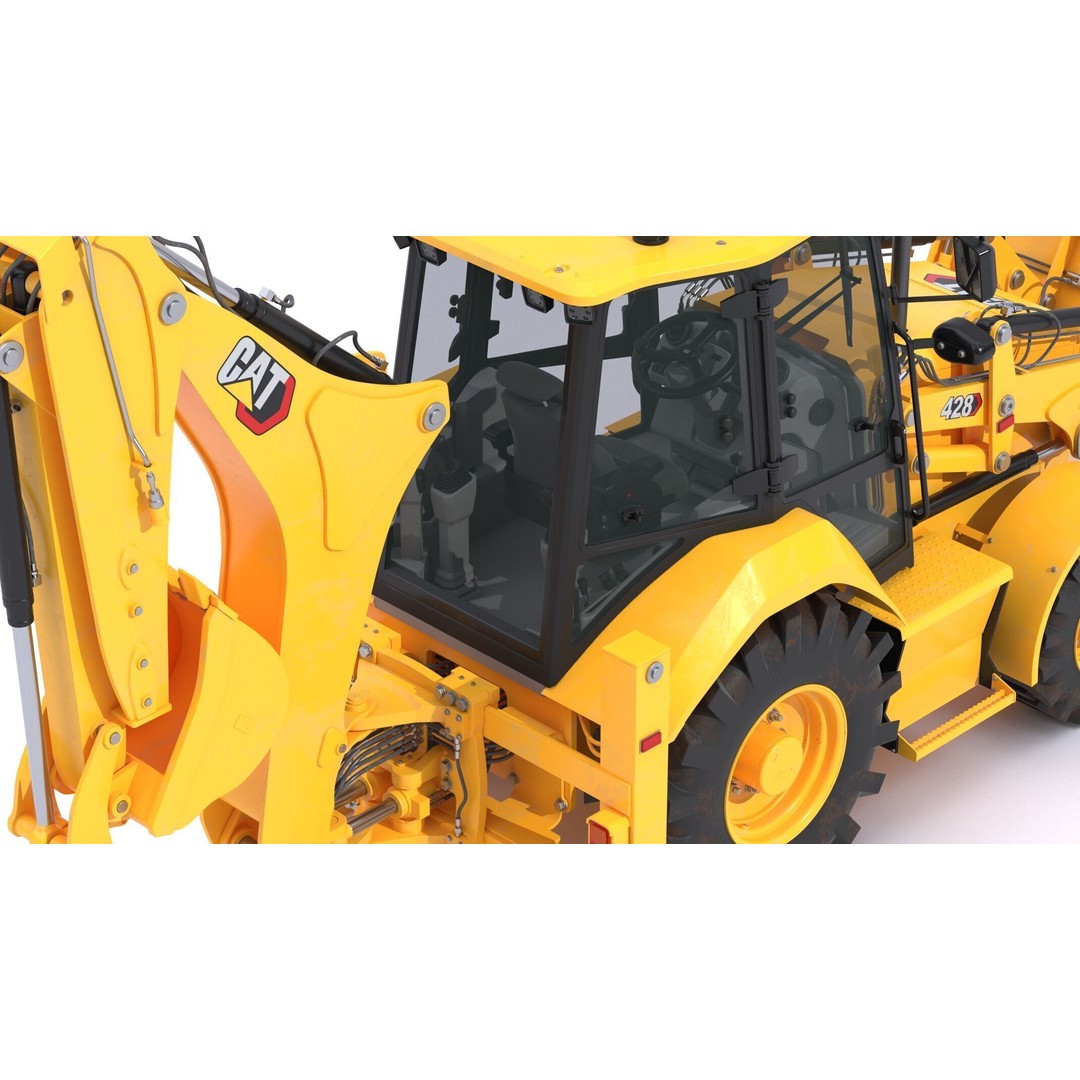 CAT Side Shift Backhoe Loader 3D Model – High Poly PBR Textures, FBX - View 10