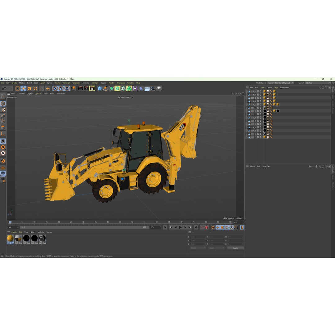 CAT Side Shift Backhoe Loader 3D Model – High Poly PBR Textures, FBX - View 11