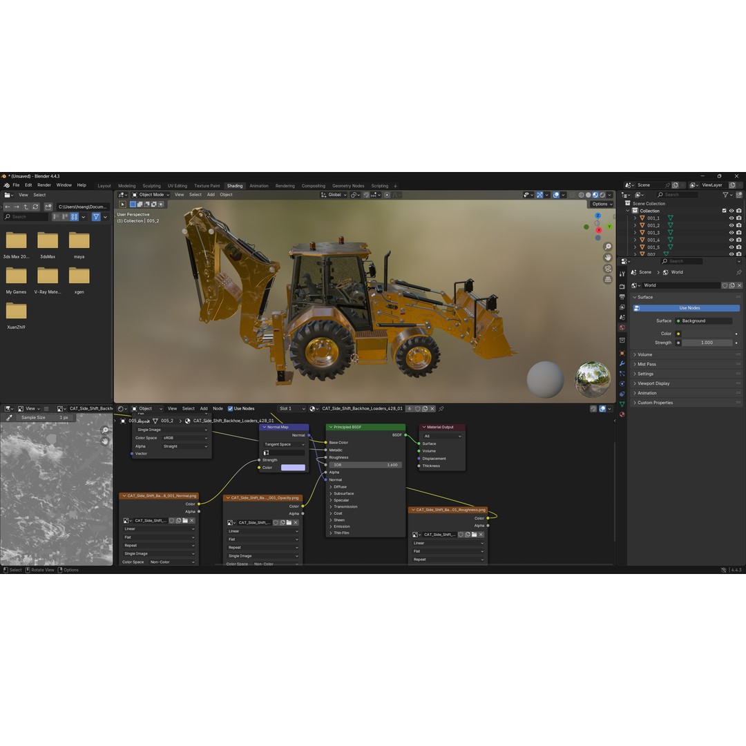 CAT Side Shift Backhoe Loader 3D Model – High Poly PBR Textures, FBX - View 13
