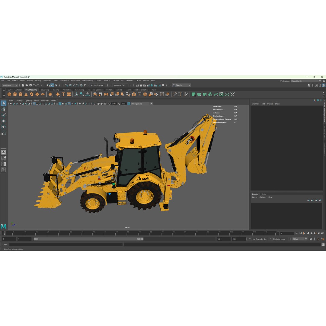 CAT Side Shift Backhoe Loader 3D Model – High Poly PBR Textures, FBX - View 14