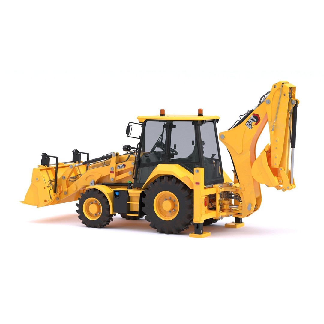 CAT Side Shift Backhoe Loader 3D Model – High Poly PBR Textures, FBX - View 17
