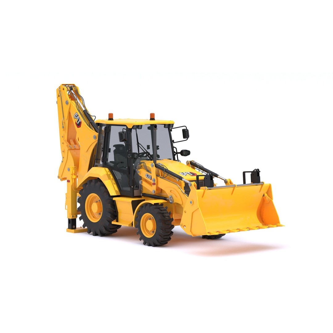 CAT Side Shift Backhoe Loader 3D Model – High Poly PBR Textures, FBX - View 18