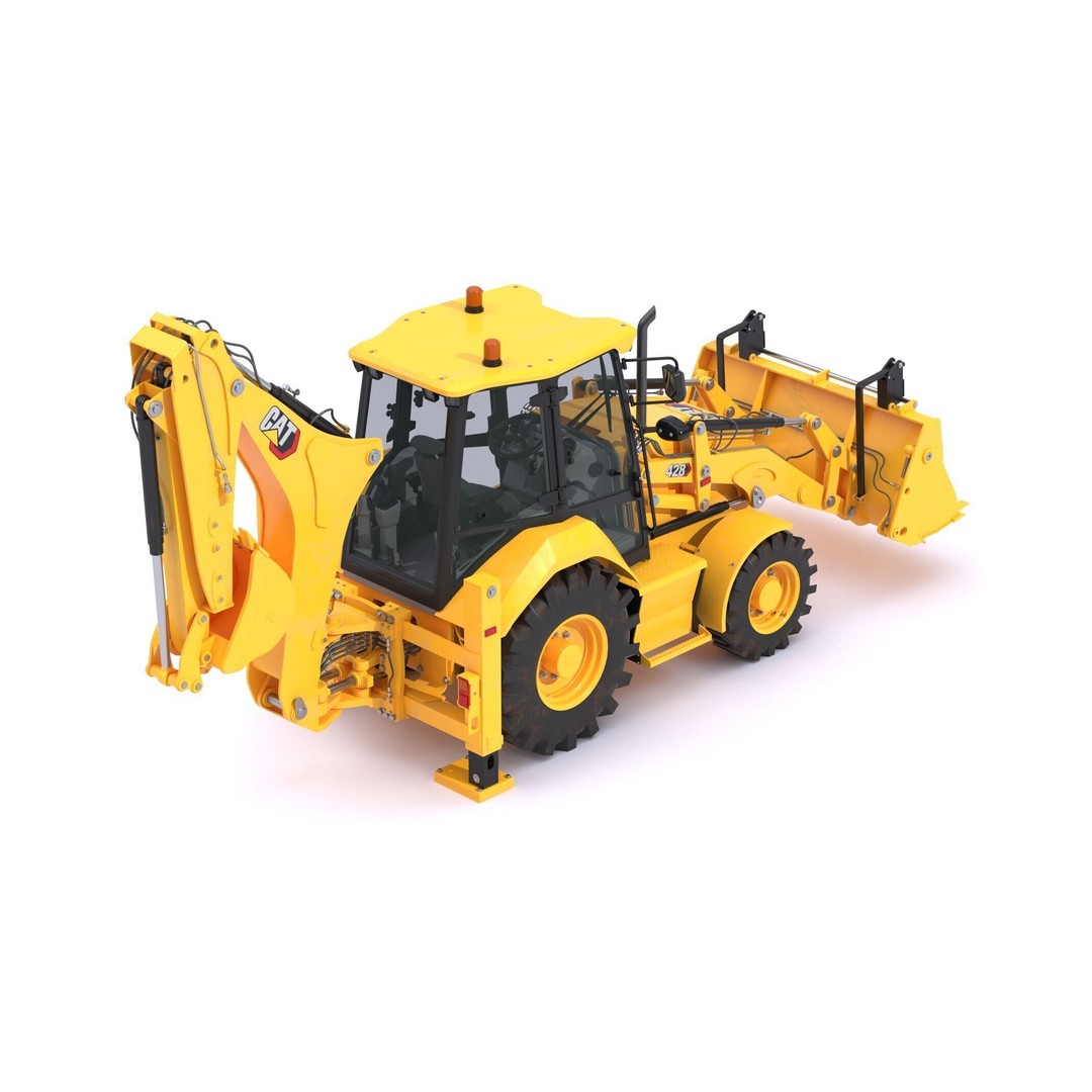 CAT Side Shift Backhoe Loader 3D Model – High Poly PBR Textures, FBX - View 19
