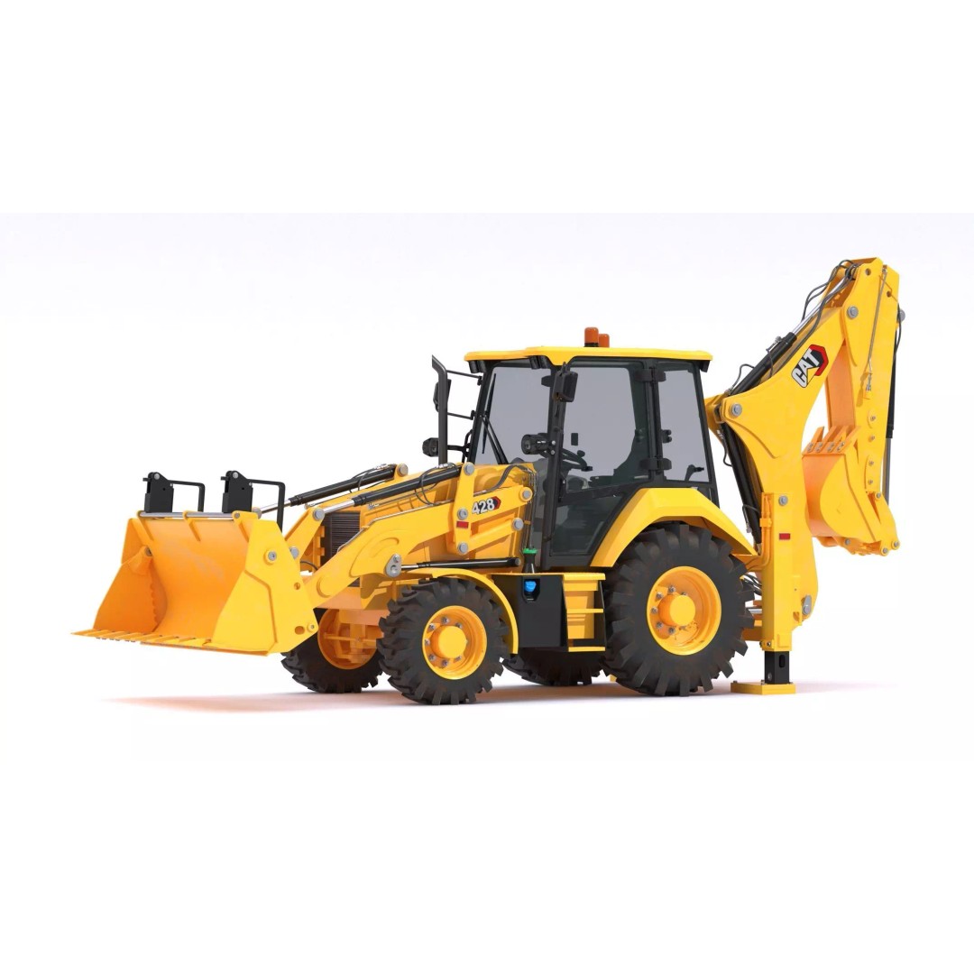 CAT Side Shift Backhoe Loader 3D Model – High Poly PBR Textures, FBX - View 2