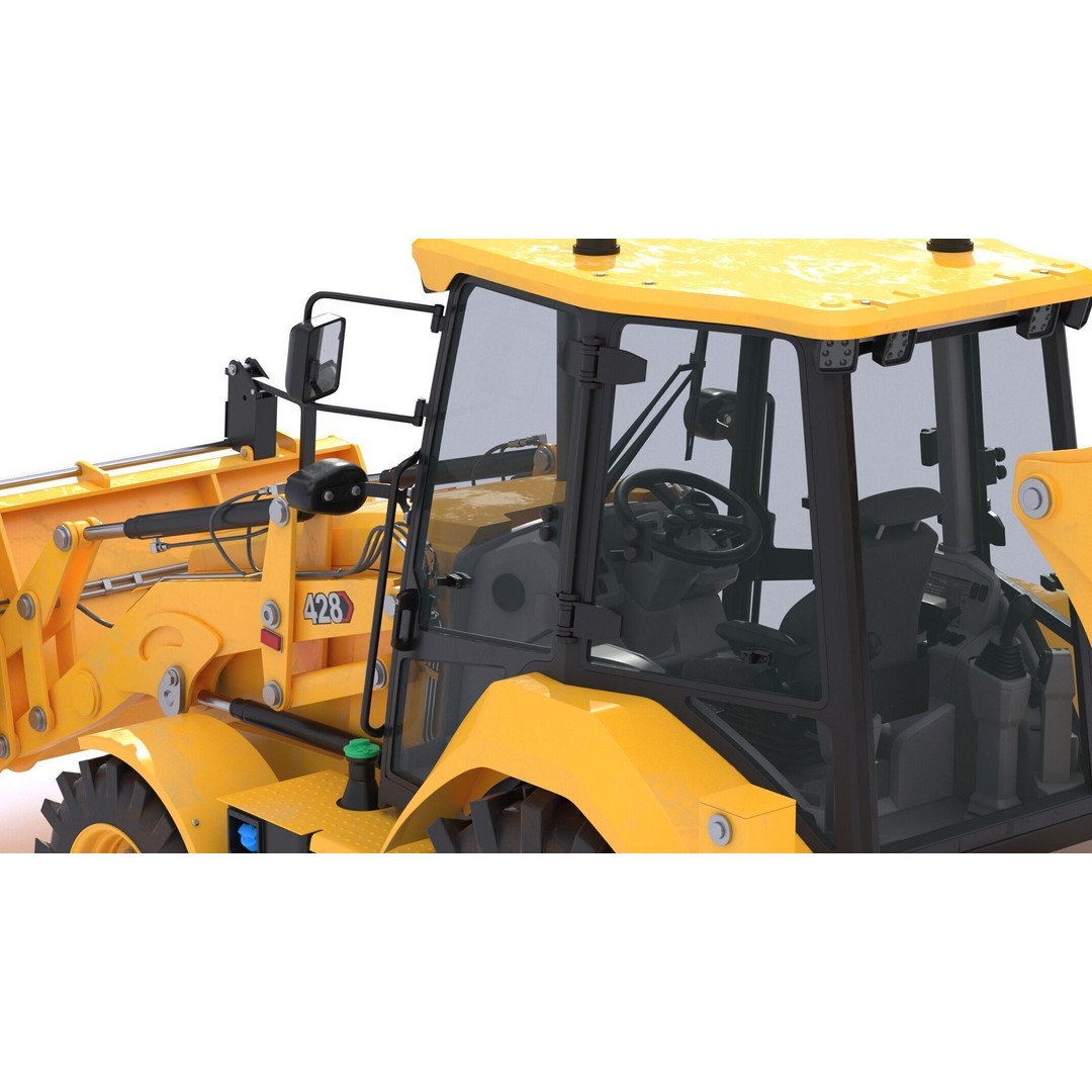 CAT Side Shift Backhoe Loader 3D Model – High Poly PBR Textures, FBX - View 20