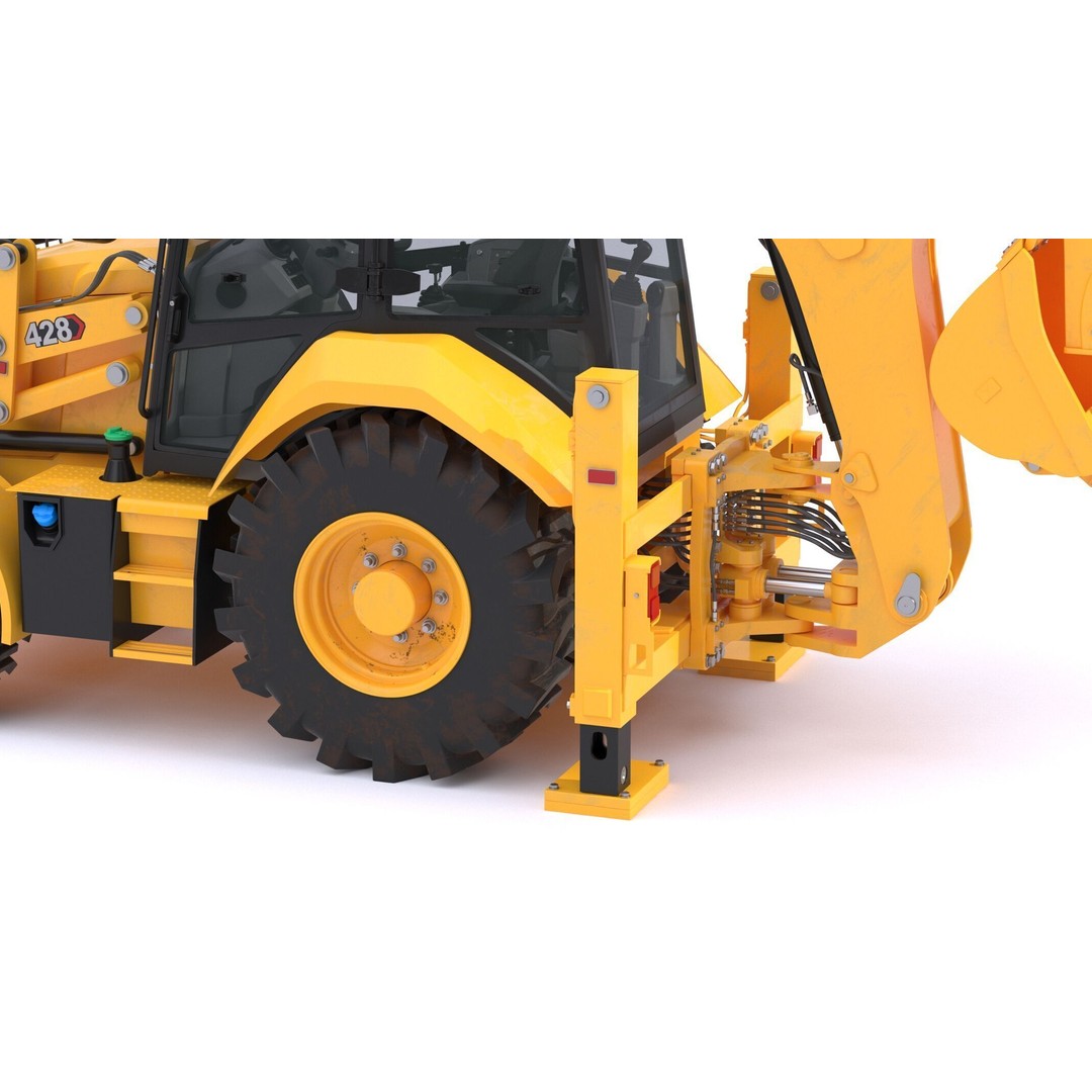 CAT Side Shift Backhoe Loader 3D Model – High Poly PBR Textures, FBX - View 22