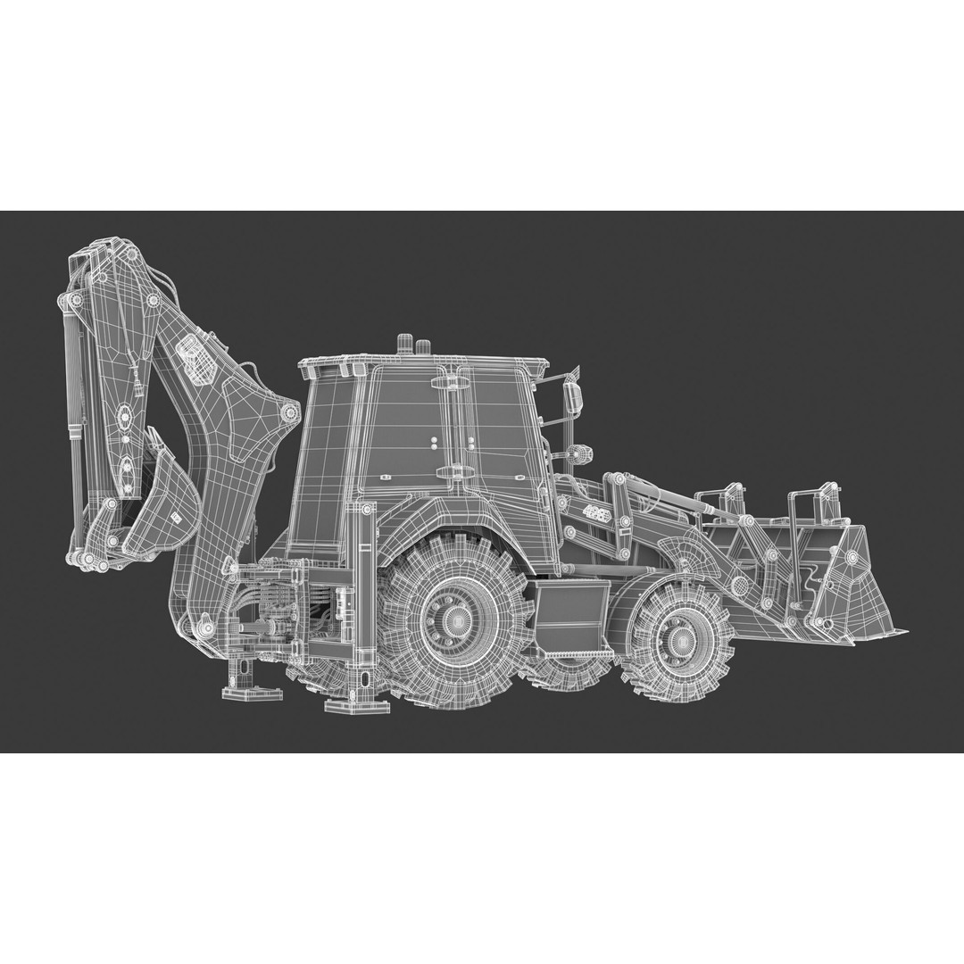 CAT Side Shift Backhoe Loader 3D Model – High Poly PBR Textures, FBX - View 23