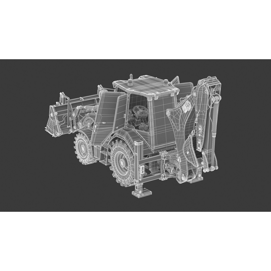 CAT Side Shift Backhoe Loader 3D Model – High Poly PBR Textures, FBX - View 24