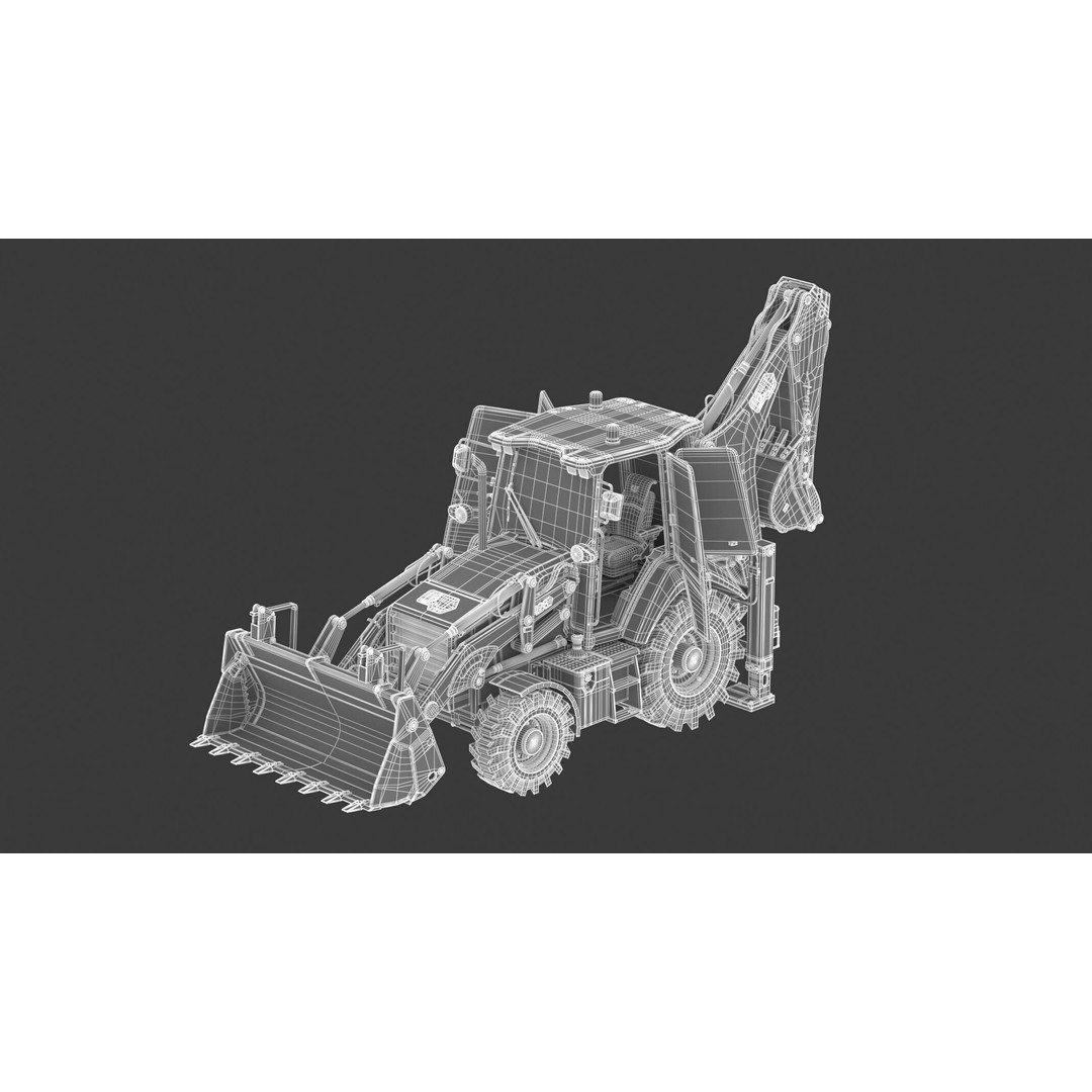 CAT Side Shift Backhoe Loader 3D Model – High Poly PBR Textures, FBX - View 25