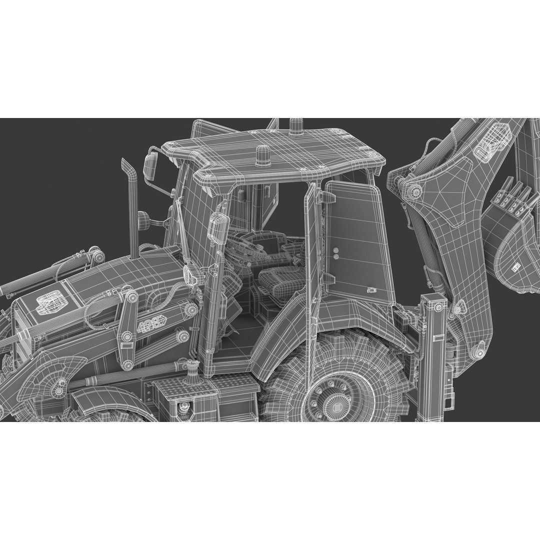 CAT Side Shift Backhoe Loader 3D Model – High Poly PBR Textures, FBX - View 26